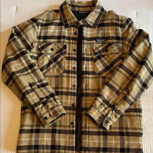 Patagonia Tan and Black Plaid Shirt